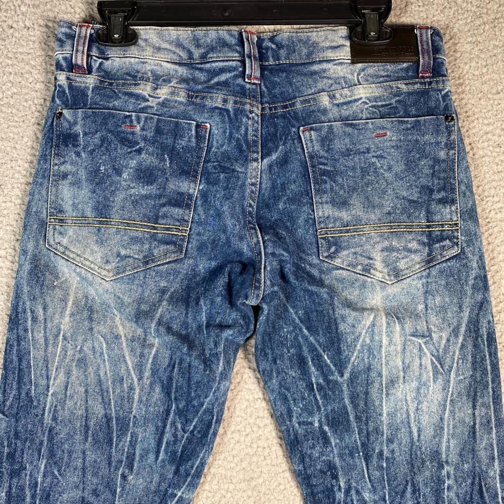 Southpole Mens Skinny Jeans Blue Acid Wash Red Accents Size 30x29 - Picture 4 of 11
